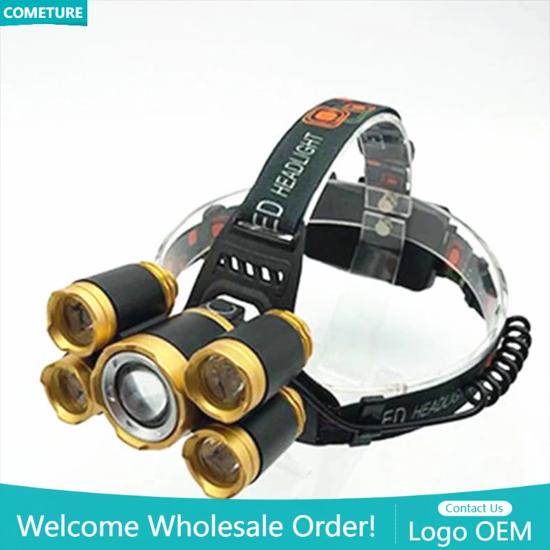 Power Tools Zoom - Lámpara de cabeza 5LED T6, linterna